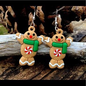 Gingerbread man earrings handmade 925 silver new